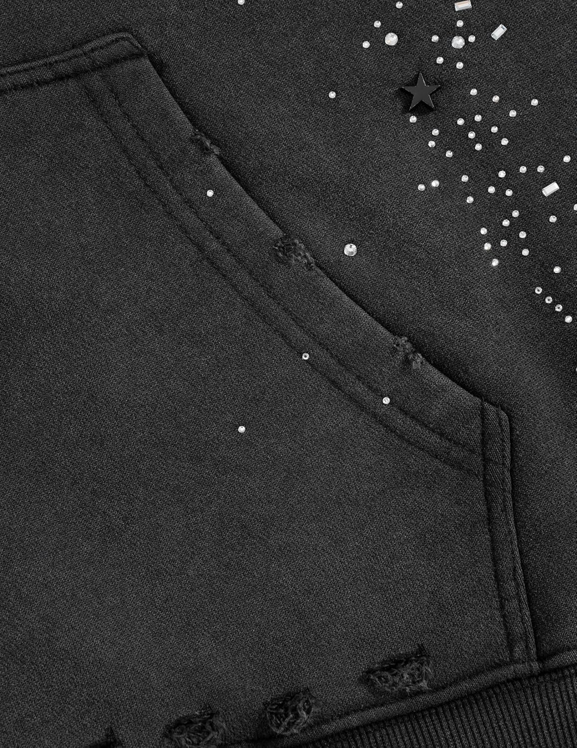image:imageAelfric Eden Star Rhinestone Sleeveless Zip Up Hoodies for Women Men Summer Vest Tops Casual Streetwear ClothesBlack