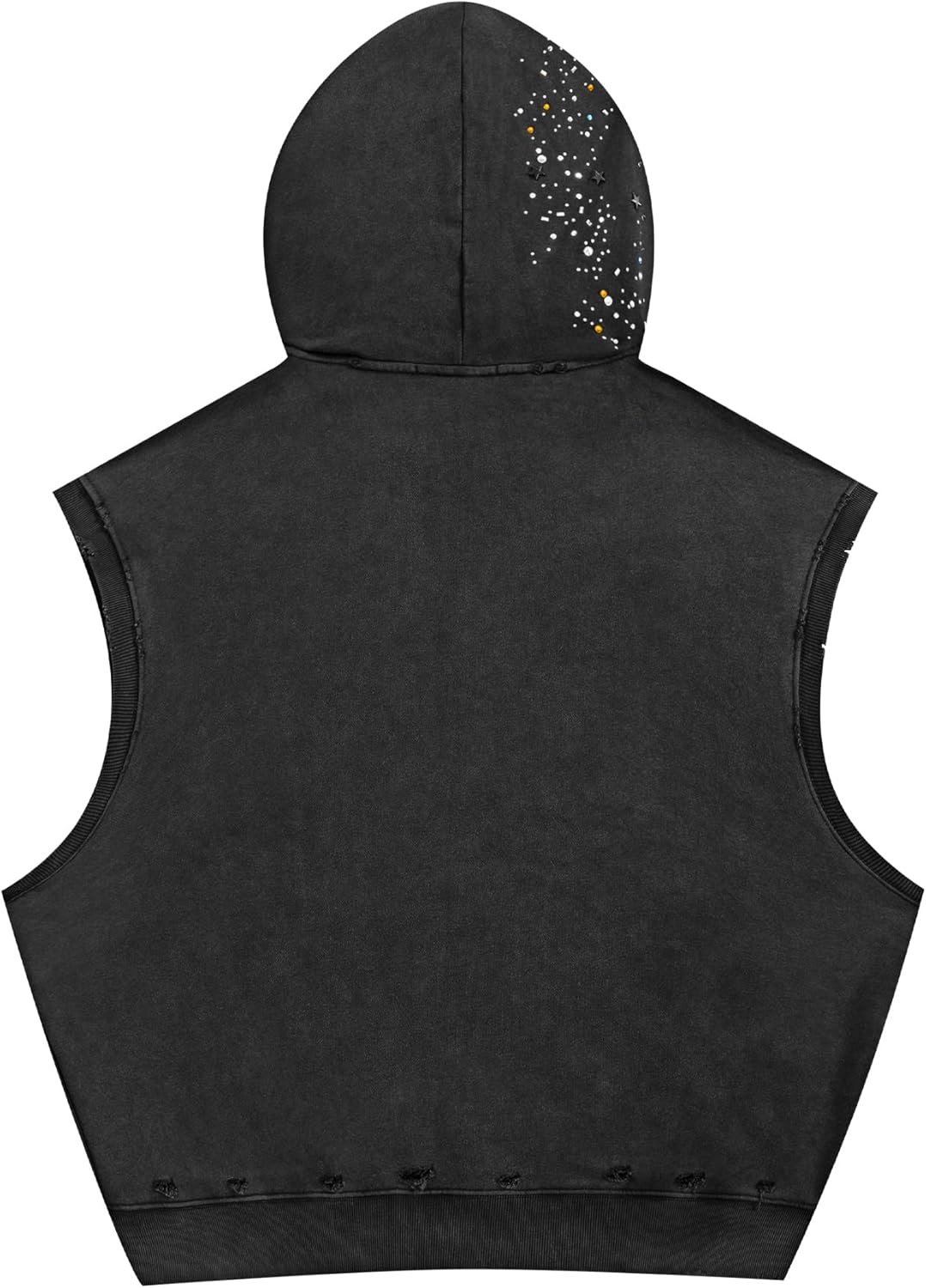 image:imageAelfric Eden Star Rhinestone Sleeveless Zip Up Hoodies for Women Men Summer Vest Tops Casual Streetwear ClothesBlack
