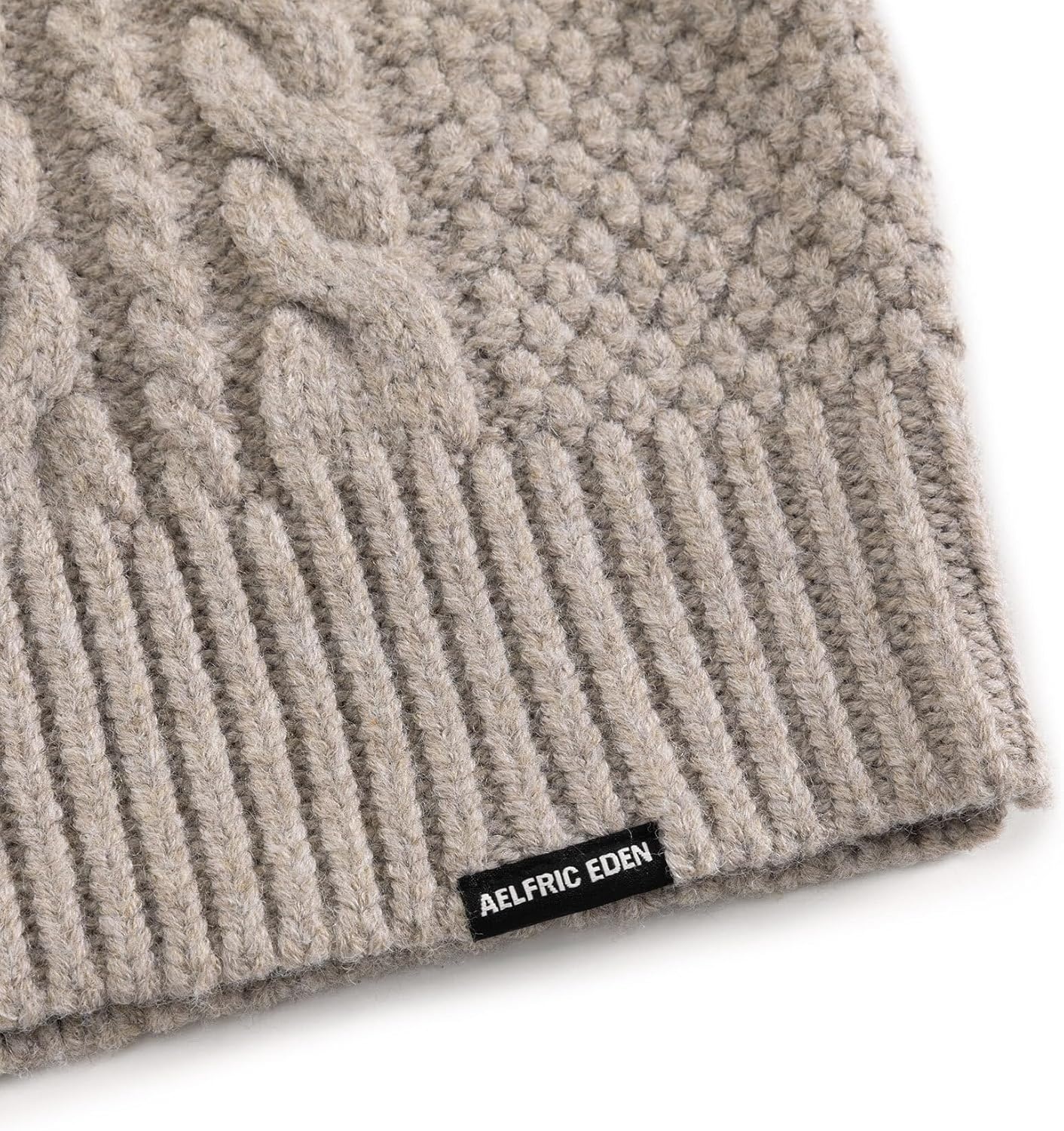 image:imageAelfric Eden Sweaters for Women Oversized Chunky Cable Knit Crew Neck Unisex Long Sleeve Loose Fit Soft Comfy Fall Winter Pullover Classic Vintage Basic Solid Casual Trendy TopsLight Khaki