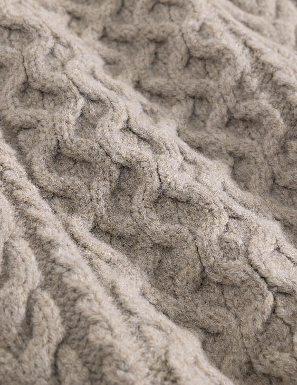 image:imageAelfric Eden Sweaters for Women Oversized Chunky Cable Knit Crew Neck Unisex Long Sleeve Loose Fit Soft Comfy Fall Winter Pullover Classic Vintage Basic Solid Casual Trendy TopsLight Khaki